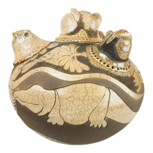 Monumental Randy Brodnax Covered Vessel With Frogs