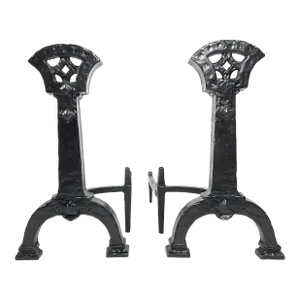 Arts & Crafts Hammered Andirons From Howes Foundry, Boston, Ma
