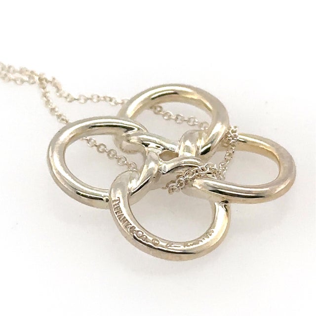Tiffany and Co. Tiffany & Co. Sterling Silver Elsa Peretti Quadrifoglio Pendant Necklace 7g For Sale - Image 4 of 6