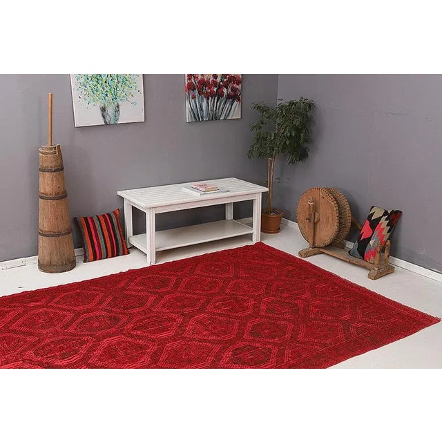 Red Vintage Overdyed Kilim Rug For Sale In Los Angeles - Image 6 of 7