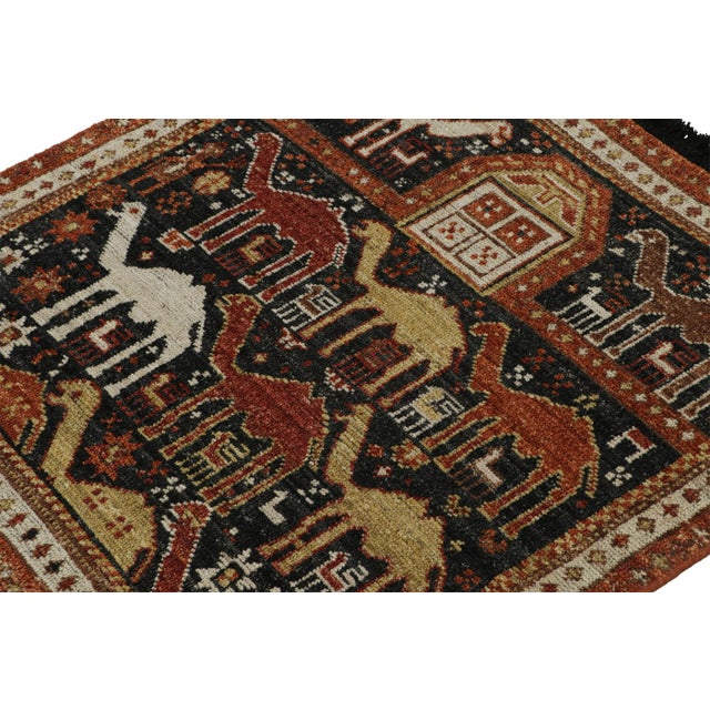2010s 2010s Rug & Kilim’s Tribal Style Rug in Black With Red, Gold-Brown Pictorial Patterns For Sale - Image 5 of 8