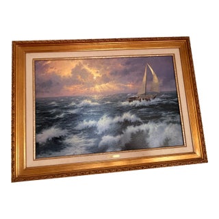 Thomas Kinkade “Perseverance” Framed Limited Edition – Life Values Collection I, Nautical Seascape For Sale