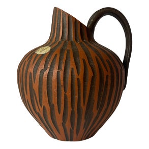 Handmade Rhodos Vase with Incised Decoration from Eiwa Keramik For Sale