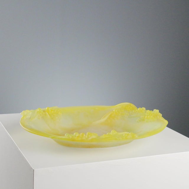 Green Vintage Crystal Mimosa Bowl from Daum For Sale - Image 8 of 8