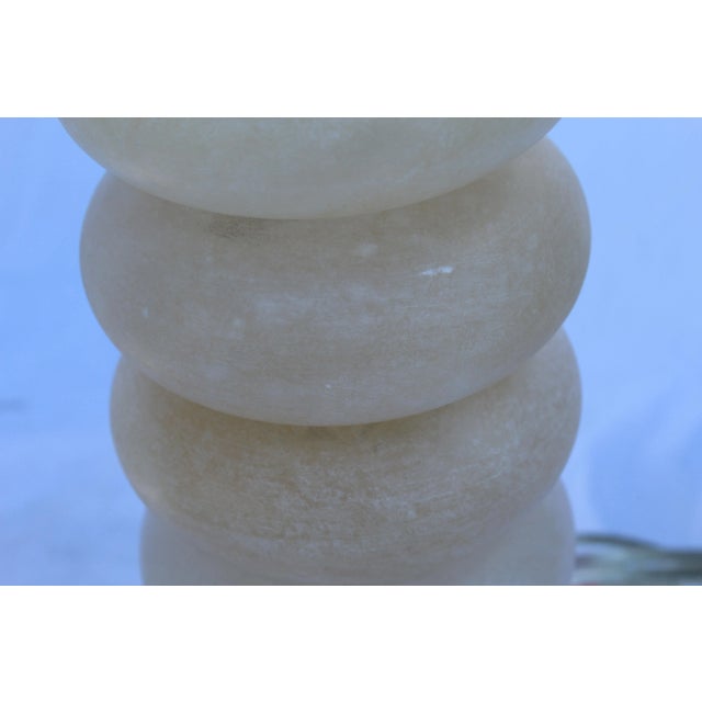 Deco Alabaster Polished Nickel Lamps - a Pair For Sale In Los Angeles - Image 6 of 10