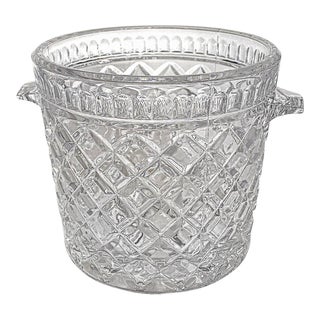 Vintage Regency Crystal Glass Ice Bucket Diamond Pattern For Sale