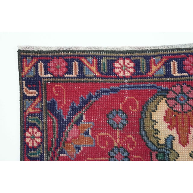 1970s Vintage Persian Handmade Wool 9x12 Red Area Rug For Sale - Image 10 of 11