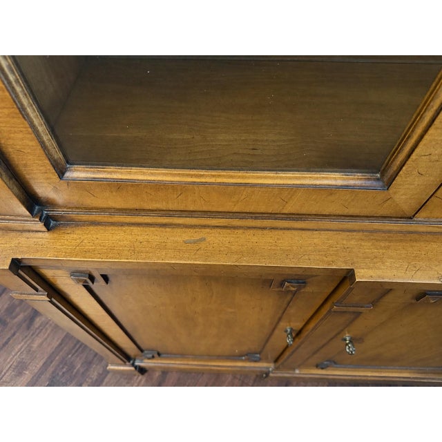 Wood Vintage Drexel Palazzo China Cabinet With Arched Glass Doors For Sale - Image 7 of 12