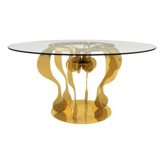 Enigma Round Dining Table in Powder-Coated Aluminum & Glass Top by Altreforme For Sale