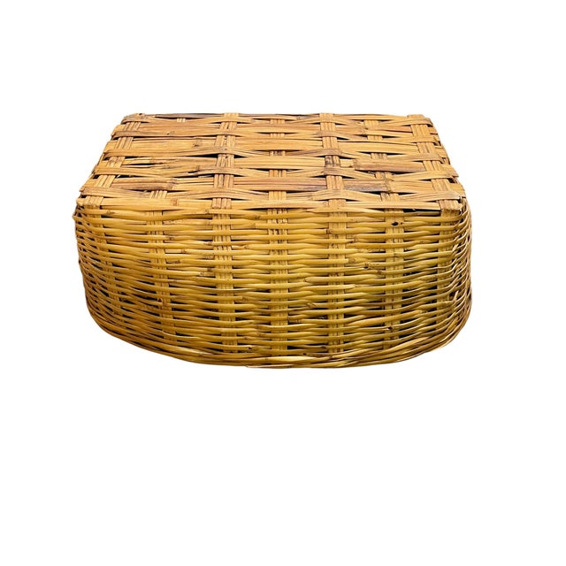 Large Vintage French Country Split Bamboo Storage Basket 32” Width For Sale - Image 6 of 18