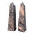 Beautiful 10-Inch Pink & Black Stone Obelisk Towers – Set of 2 For Sale
