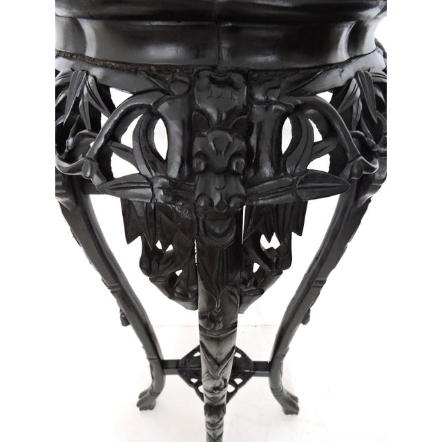 Four Dragons Chinese Rosewood & Marble Incense Stand/Display Table