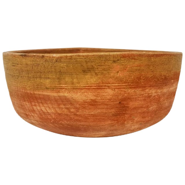 Large 19th Century Swedish Folk Art Farmers Bowl Painted in Wood For Sale