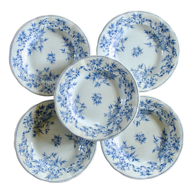 French Soup Plates in Ironstone from Sarreguemines, 1880, Set of 5 For Sale