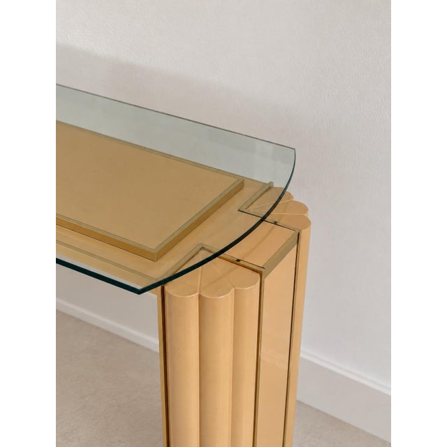 Console Table by Alain Delon for Sabot, 1970s, in Very Good conditions. Designed 1970 to 1979 This piece has an...