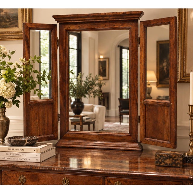 Traditional Antique Trifold Mirror For Sale - Image 3 of 3
