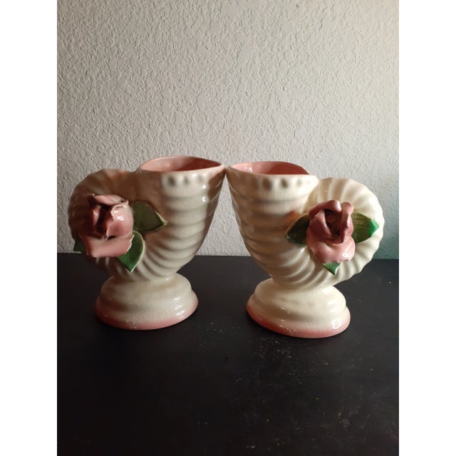 Vintage Pair of Porcelain Cornucopia Bud Vases For Sale In Dallas - Image 6 of 7