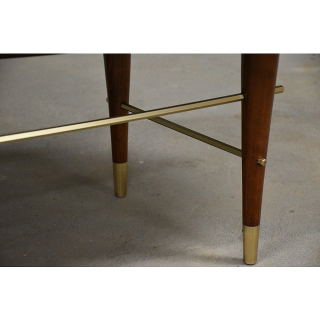 1960s Refinished Cherry Pink Marble and Brass Coffee Table For Sale - Image 10 of 11