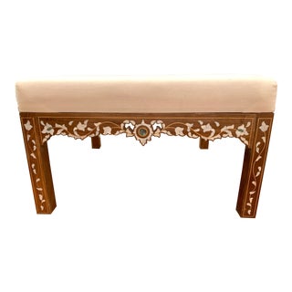 Mother of Pearl Inlaid Rosewood Large Sq. Ottoman For Sale