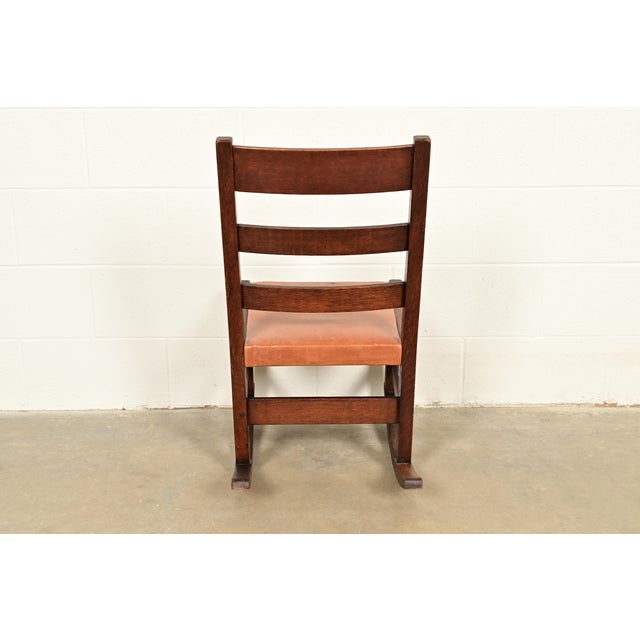 L. & J. G. Stickley Antique Mission Oak Arts & Crafts Rocking Chair, Circa 1910 For Sale - Image 11 of 13