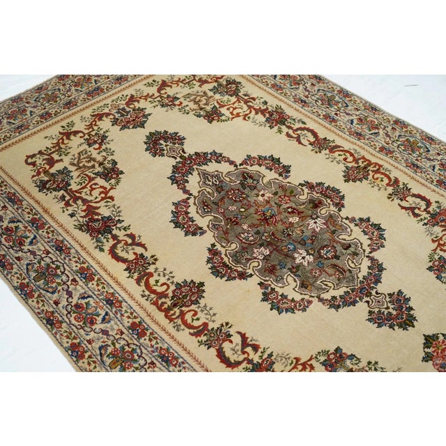 Textile Extremely Fine Antique Persian Tehran Rug Wool With All Design in Silk 4'5'' X 6'8'' For Sale - Image 7 of 12