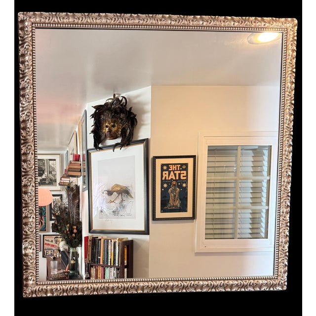 Italian Regency Silver Gilt Carved Wood Large Mantle Mirror For Sale - Image 4 of 5