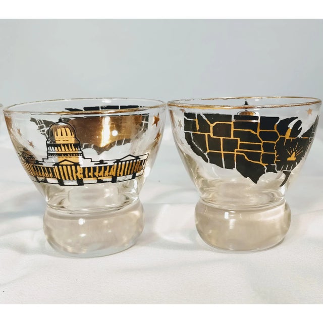 Art Deco Usa Barware United States Capital Map Lowball Glasses For Sale - Image 3 of 8