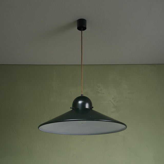 Dark Green Lacquered UFO Pendant from Stilnovo, Italy, 1970s For Sale - Image 6 of 9