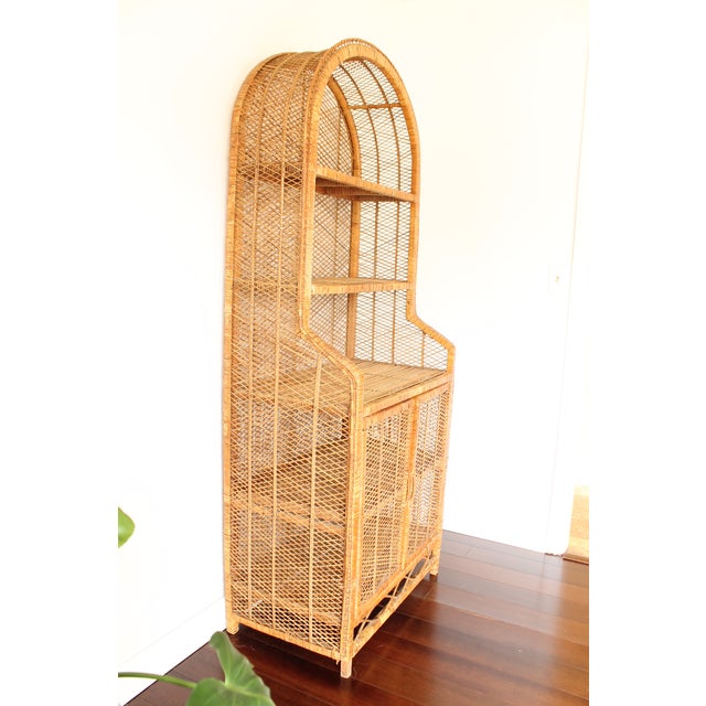 1970s Boho Wicker Rattan Etagere Shelf Unit Chairish