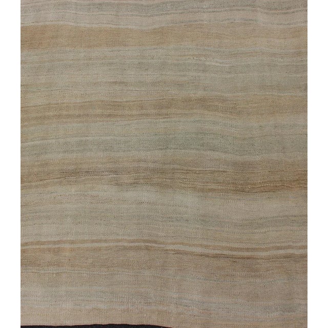 Striped Flat-Weave Vintage Turkish Kilim Wide Gallery Runner With Light Colors For Sale - Image 9 of 12