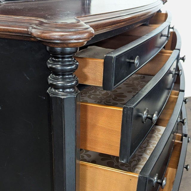Classic Black Dresser With Mirror and 9 Drawers For Sale - Image 12 of 12