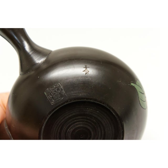 Japanese Tokoname Teapot With Cherry Blossom Design For Sale - Image 11 of 11