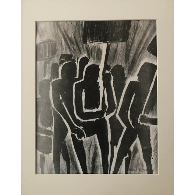 A vintage expressionist figurative abstract lithograph on paper of protesters circa 1960s signed lower right. Presented...