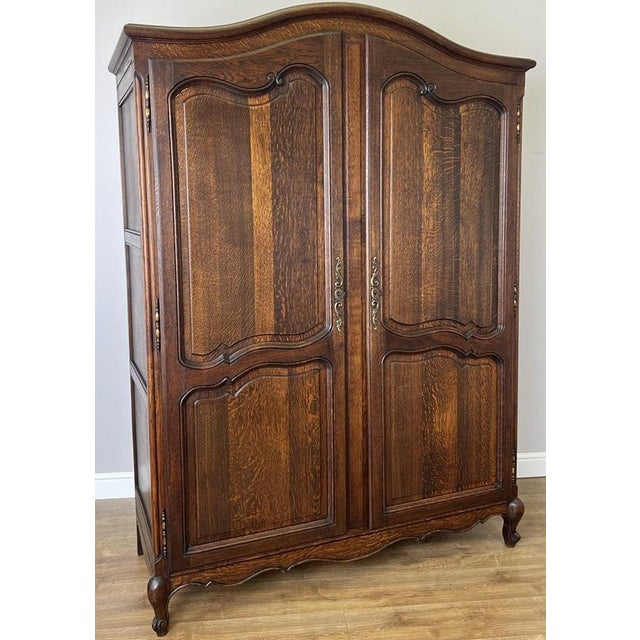 Antique French Louis XVI Style Carved Oak 2-Door Wardrobe For Sale - Image 16 of 16