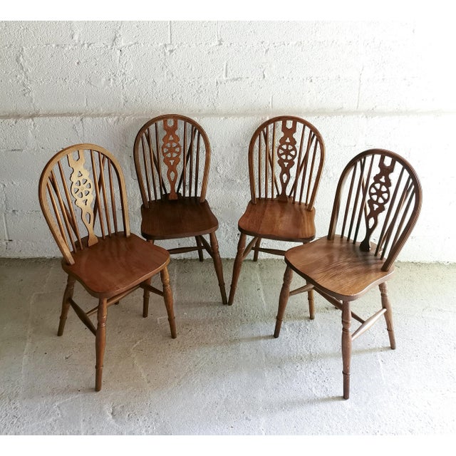 Brown Antique Windsor Dining Chairs, 1920s, Set of 4 For Sale - Image 8 of 17