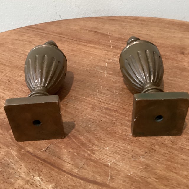 Vintage Pair of Heavy Solid Cast Bronze Patinated Urn Finials For Sale In Chicago - Image 6 of 12