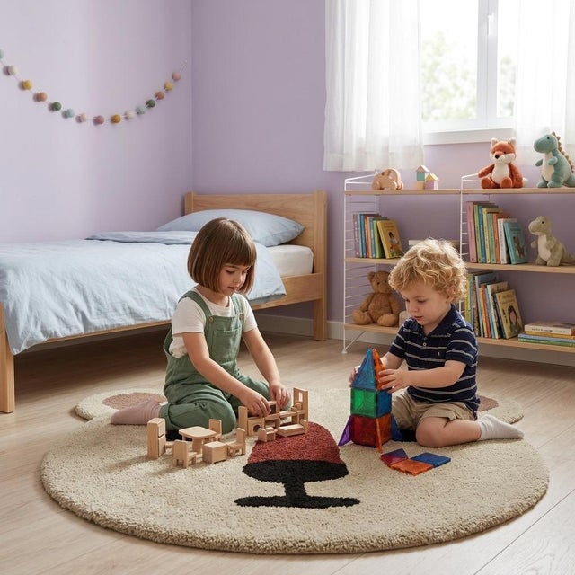 Hand Tufted Bear Wall Rug for Children's Room – Handmade Wool Rug Wall Hanging | Size 2'x2' For Sale - Image 4 of 11