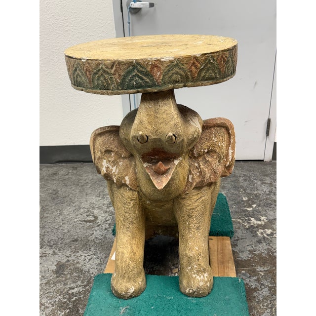 Traditional Elephant Pedestal Side Table, Vintage For Sale - Image 3 of 13