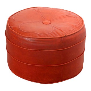 Mid Century Vinyl Ottoman Footrest Pouf For Sale