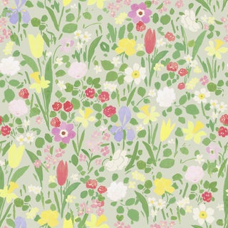 Sample - Daffodils Wallpaper by Paule Marrot in Light Sage For Sale