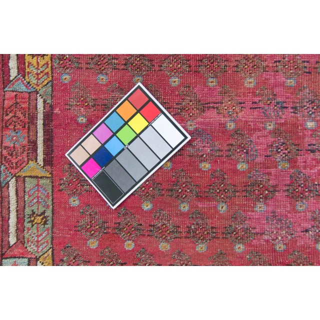 Textile Late 19th Century Allover Dark Red Olive Blue Hand Knotted Rug - 3’3” X 5’4” For Sale - Image 7 of 11