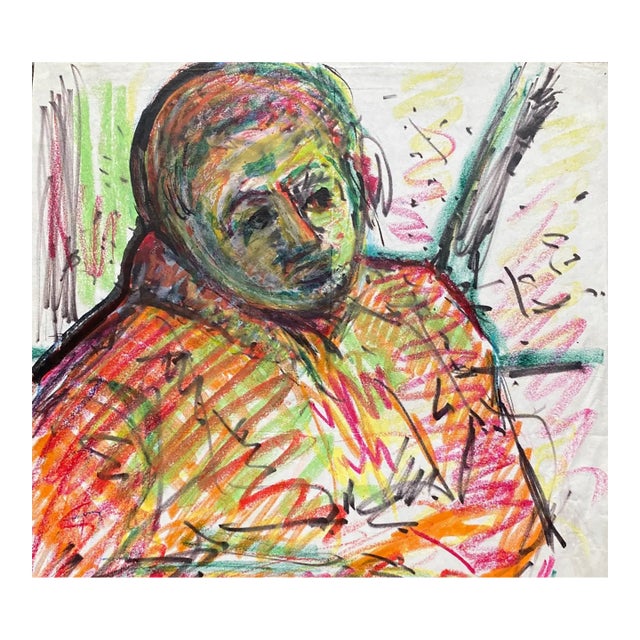 1960s Erika Romane Modern Portrait Drawing For Sale