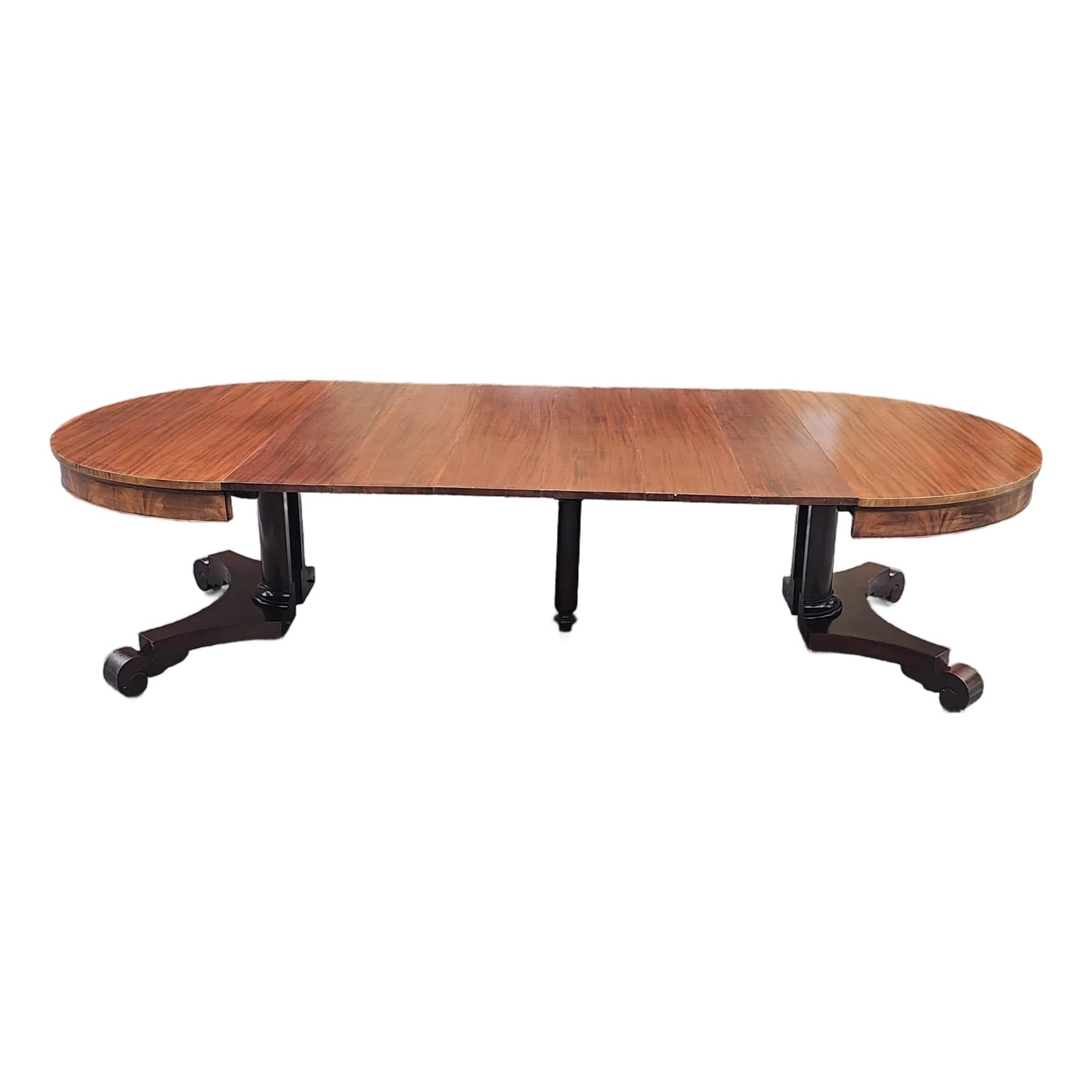 Antique Mahogany Monumental Empire Split Pedestal Dining, Banquet Table ...