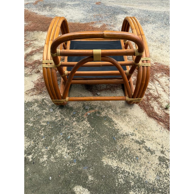 Mid 20th Century Mid Century Paul Frankl Style Bent Rattan Bamboo Three Strand Pretzel Lounge Chair S Front For Sale - Image 5 of 12