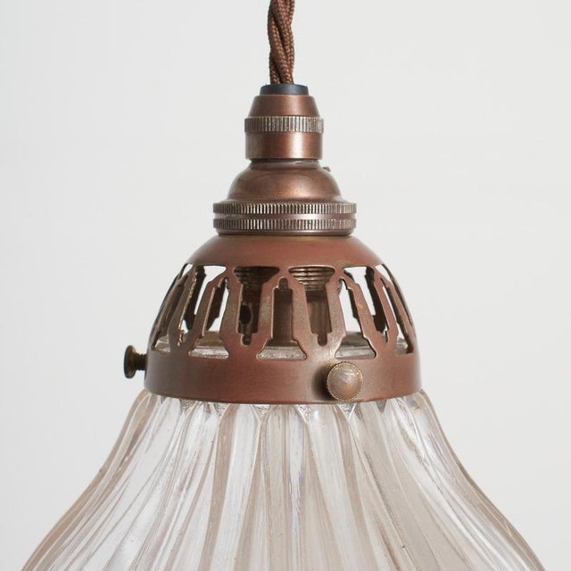 Antique Reclaimed Glass Pendant Light from Holophane, 1940s For Sale - Image 6 of 7