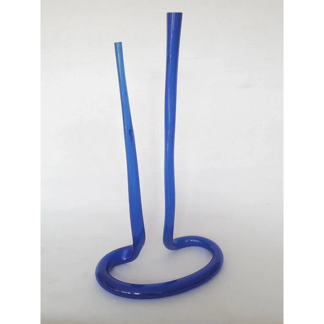 Twisted Glass Vase in Blue Cobalt, 1970s For Sale - Image 4 of 5