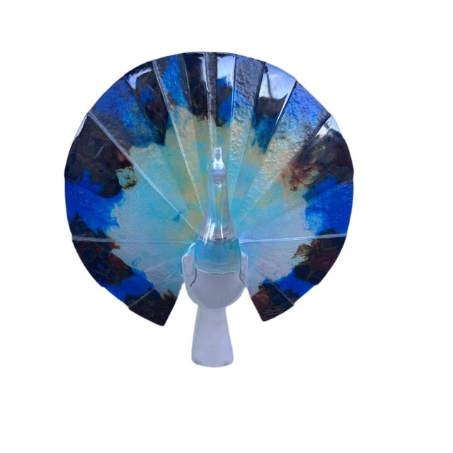 Daum Vintage French Signed Daum Art Glass Pate De Verre Peacock Sculpture/Figurine For Sale - Image 4 of 9