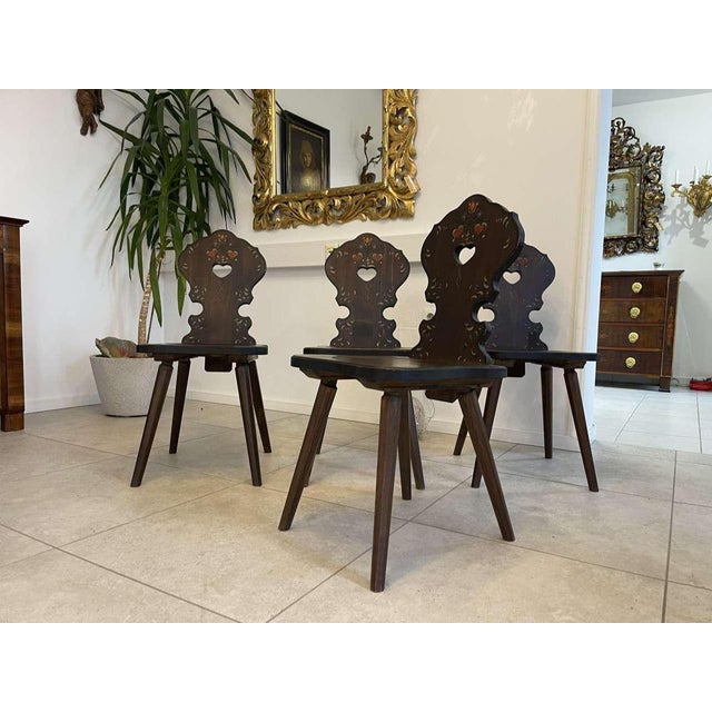 Brown Vintage Side Chairs, Set of 4 For Sale - Image 8 of 16