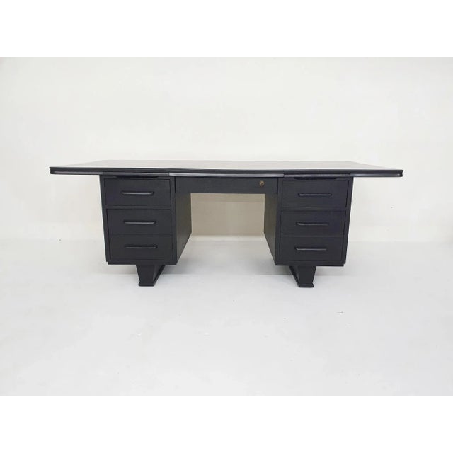 1960s Large Black Wooden Executive Desk, 1960s For Sale - Image 5 of 17