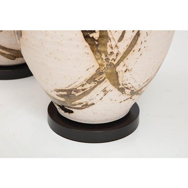 Large Pair of Raku Ware Lamps Designed for Steve Chase For Sale - Image 12 of 13